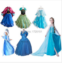 New 2015 Summer Style Baby Girls Dresses Princess Fever anna elsa dress Cosplay costume Kids cartoon girl dresses for children