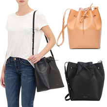 2016 New Leather Mansur Gavriel Bucket Bag Shoulder Handbags European and American Leather Drawstring Bag Size S L Fast Shipping