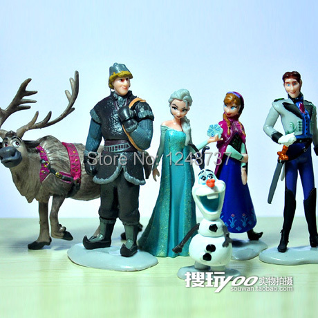 wholesale for 10 sets of 6 pcs/set Frozen Dolls, Anna Elsa Hans Kristoff Sven Olaf figure, toys for kids, girls dolls
