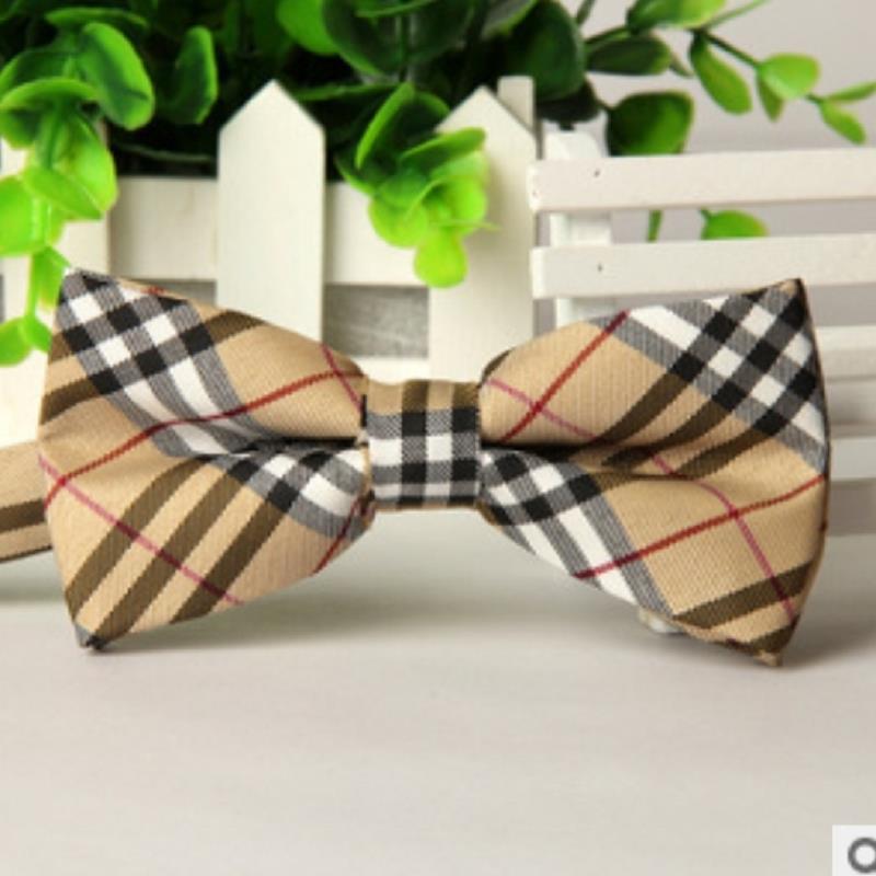 brand gravata corbatas pajaritas hombre Apricot black white British grid wedding bow tie marca noeud Watch