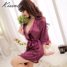Kissney Solid Pure Simplicity Silk Like Nightgowns Sleepshirts WY-02