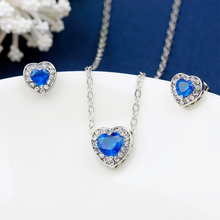 Romantic heart-shaped crystal necklace&earring Fashion for women jewelry sets conjunto de joyas Valentine’s day gift collier