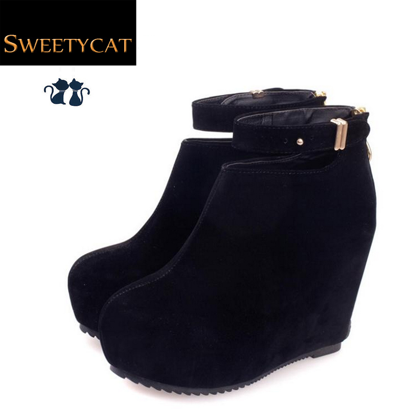 2014 new autumn boots wedges boots women's high heel platform boots shoes woman martin boots ankle boots shoes for women shoes
