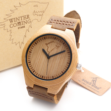 Engraved Wolf Head Handmade Wooden Wristwatch Relogio Masculino Men Quartz Watch with Leather Strap with Gift Box