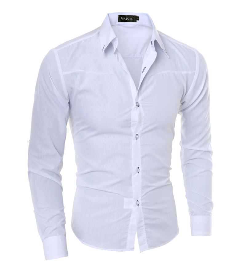 M 5XL Plus Size Professional Mens Dress Shirts Fashion Moisture Wicking Long Sleeve Solid Hombre Camisa