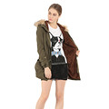 2016 women winter coat wadded jacket Women medium long Parka fur collar Thick hood abrigos female