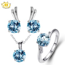 Actual Sky Blue Topaz Steady 925 Sterling Silver Jewelry Models Wing Ring & Pendant & Earrings Improbable Jewelry Pure Gemstone Women