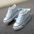Spring autumn denim Jeans canvas shoes female thick soles increased comfort flat blue shoes patchwork female