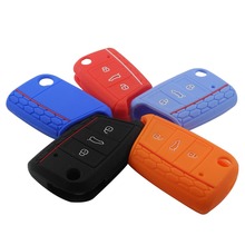 Car Accessories Key Case Key Bag Key Cover For Volkswagen VW Golf 7 mk7 Skoda Octavia A7 Silicone Key Portect Case1pc per set
