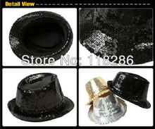 Free Shipping adult sequins fedora hat cap headgear for party supplies stage performing paillette party hat