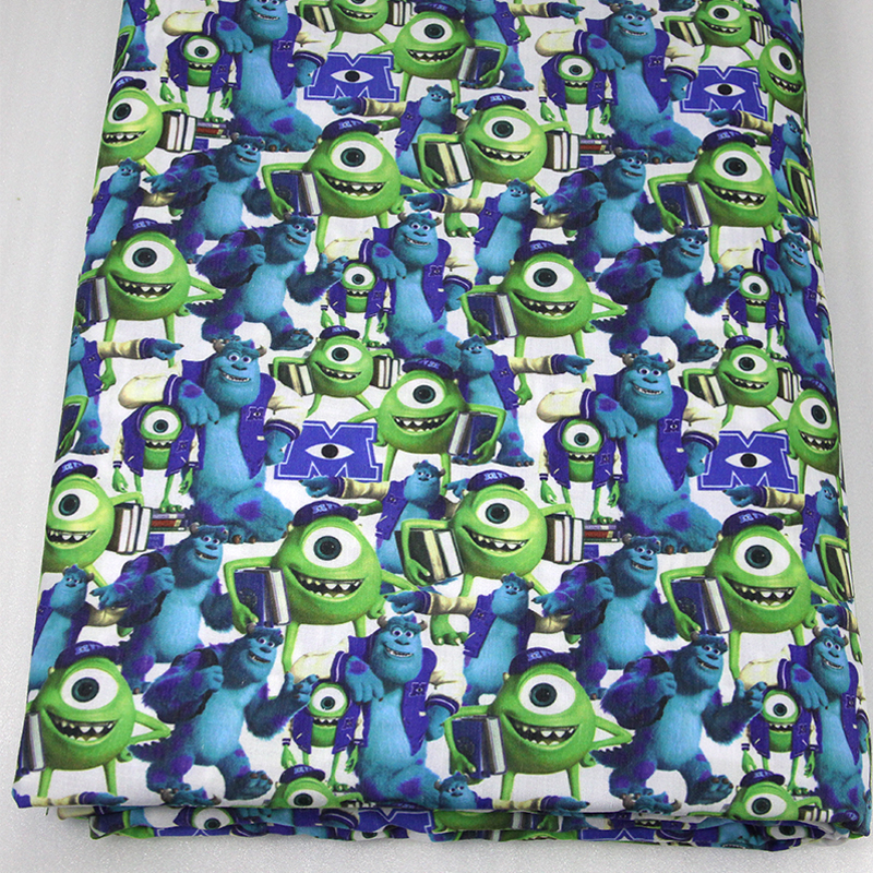 43659 50*147cm cartoon monsters university fabric patchwork printed cotton fabric for Tissue Kids Bedding home textile for bag