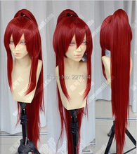 FREE shipping>>>>Fairy Tail Erza Scarlet Dark Red Cosplay Party Wig w/ Ponytails +1 ponytail