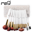MSQ 15pcs Professional White Handle Cosmetic Brushes Travel Essential High Quality With White Case
