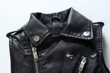 Spring and Autumn Children Outerwear WaistCoat Kids Clothes Baby Boy Girls Leather Vest Kids Zipper Gilet