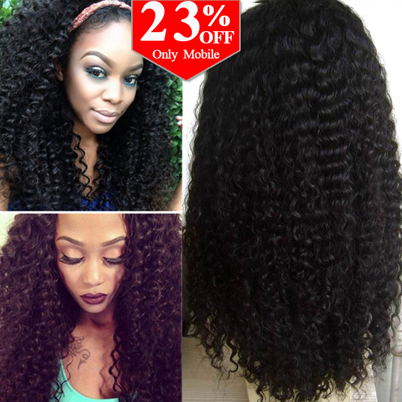 7A Glueless Full Lace Human Hair Wigs For Black Women Brazilian Virgin Hair Kinky Curly Lace