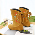 women boots Height Increasing Winter Spring Boots New Fashion Ankle Boots Flock Leather Fringe Tassel