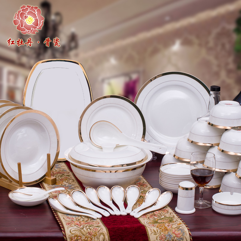 Pretty Good China Crockery Luxury Fashion Dinnerware Set of 56 Bone China Porcelain On glazed