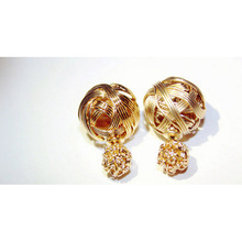Hot Selling Two Gold Ball Stud Earrings Double Sides Pearl Earring For Girls Gold Plated Jewelry