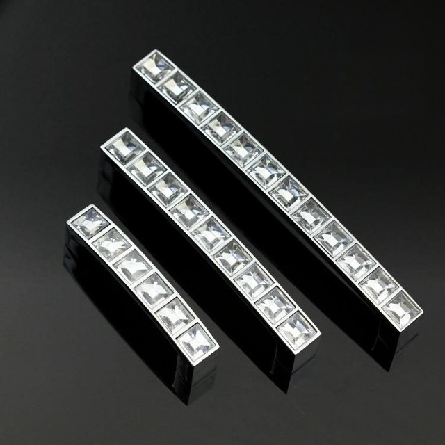 30PCS/LOT K9 Crystal Handle With Zinc Alloy Chrome Metal Part(C.C.:128, Length:140mm)