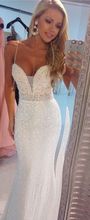 sexy spaghetti straps mermaid prom dress 2016 new white evening gown with crystals floor length formal gowns evening Dress TH976
