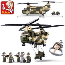 Sluban Air Force Military CH-47 Transport Helicopter Construction Model Building Blocks Toys Compatible With Legoe Minifigure
