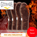 2 pair lot High quality antibacterial Active carbon linen remove odors Insoles Increased winter thick warm