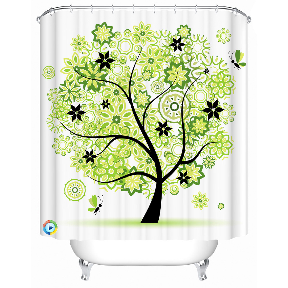 Baum druck duschvorhang polyester stoff vorhang für das bad modernes bad bildschirm dusche zimmer produkt
