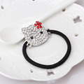 New Kitty Elastic Hair Accessories Hair Rope Holder Scrunchy Full Diamond Cute Kitty Elastic Hair Band