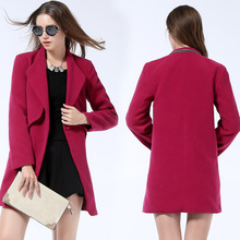 New Arrival 2015 women winter warm wool coat trench coat for women red full women s