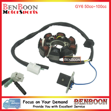GY6 50cc Engine Parts Magneto Coil 8 Pole 139QMB Chinese Scooter Parts ATV Parts Znen Baotian Taotao Roketa, Free Shipping