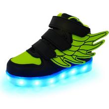 2016 The New style boy girls with wings USB Charging children’s shoes Colorful lights LED luminous male kids sneakers