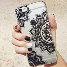 Vintage Coloful Datura Flower Mandala Henna Dreamcatcher Floral Clear Back Case for iphone 5 5s 6