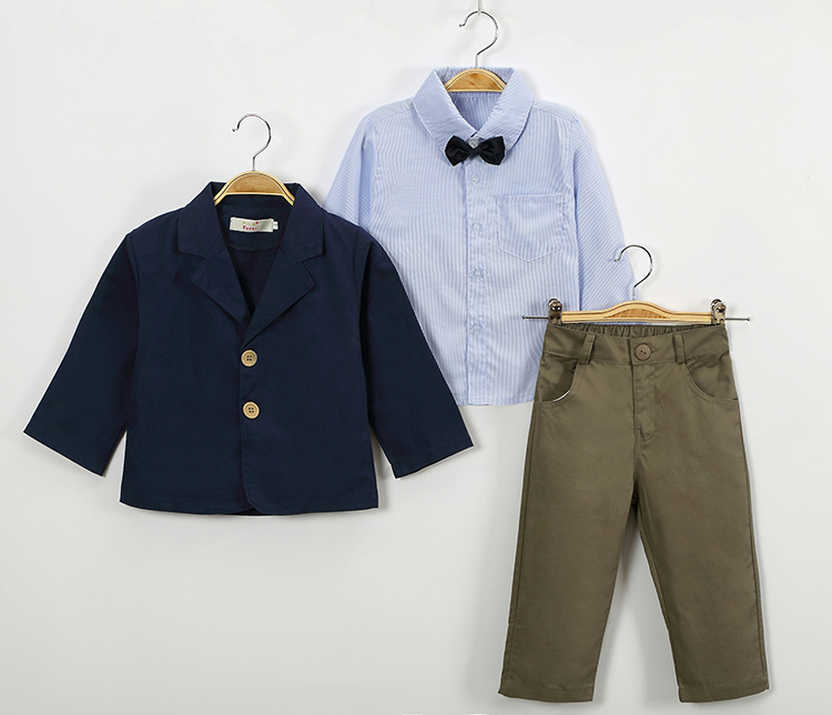 2015 Fashion Baby Boy Clothing Sets Wholesale Boys' 3pcs Suits Set Children Casual Outfits Kids Shirt + Outerwear+Pants Costumes