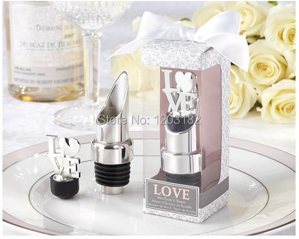 /lot zinc alloy wine pourer and stopper sets wedding favors and gifts ...