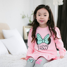 Lucky Store minnie baby girls clothing set long section t shirt letter leggings 2pcs set