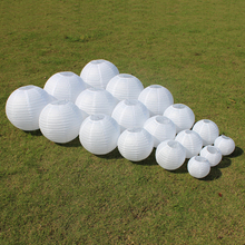 10 Pieces 6-8-10-12-14-16 Inch White Chinese Paper Lanterns For Party and Wedding Decoration White Hanging Paper Ball LED Lamp