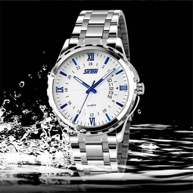 Fashion Stainless Steel Men Watches Top Luxury Brand SKMEI Clock 3ATM Relogio Masculino Men Quartz Wristwatch