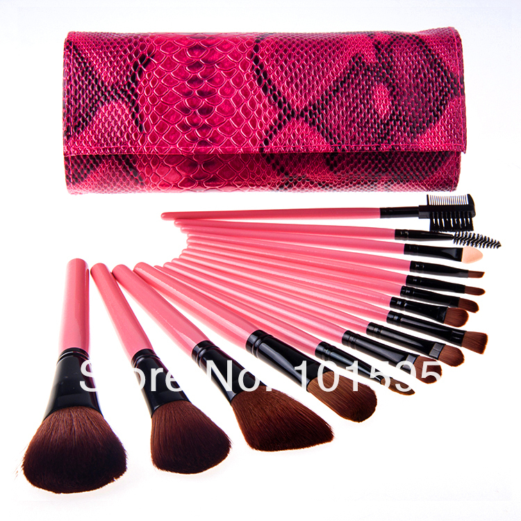 Hot sell 15 Pcs Make Up Brush Set Professional Cosmetics makeup brushes with with Snake Pattern