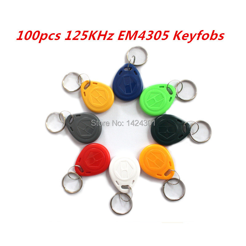  100pcs 125KHz EM4305 RFID Access Control Cards Keyfobs Key Finders Keychain Tags for Identity Authentication