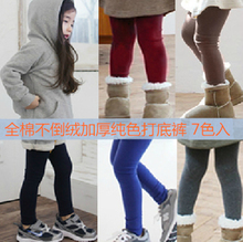 New 2015 High Quality Baby Girls Autumn Winter Leggings 100 Cotton Warm Fur Kids Pants 2