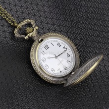 Vintage Antique Silver Roman Numerals Stainless Steel Quartz Pocket Watch Pendant with Chain Unisex Gift reloj