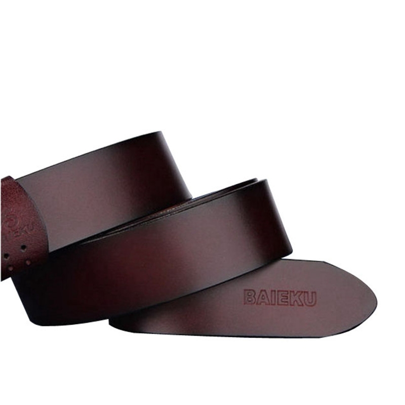 100 cowhide genuine leather belts for men BAIEKU brand Strap male pin buckle fancy vintage jeans