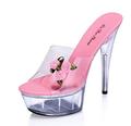 Shoes Woman Platform Sandals 2015 Transparent Crystal Ultrahigh Heels 15 cm Waterproof Flowers Sandals Sexy Big
