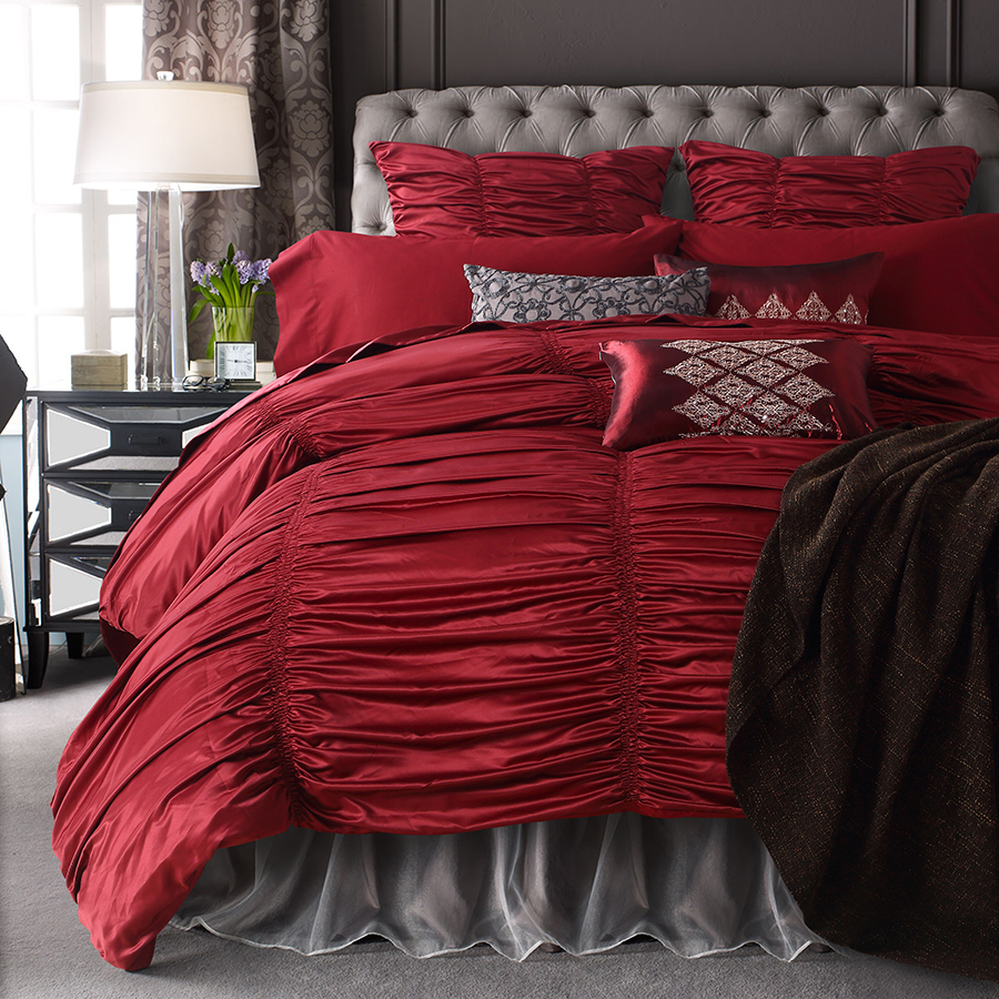 Medusa 4 Shabby Chic Ruched Ruffle Duvet Cover Set King Queen
