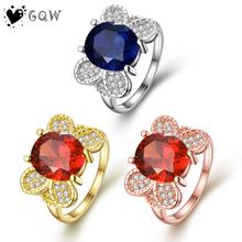 Simulation Diamond Ruby Ring Wholesale High Quality Nickle Free Antiallergic New Fashion Jewelry 18K Gold PlatedRing