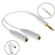 Useful Earphone Headphone Splitter Cable Jack male to double female adapter White