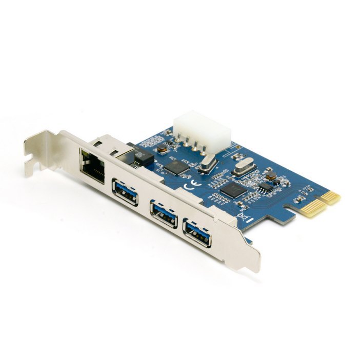 20pcs Gigabit Ethernet Network LAN & 3 Port USB 3.0 to PCI-E Card PC Adapter Converter,Free Shipping by FedEx