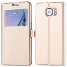 1pcs lot Retail Fashion Ultra Flip View Window Smartphone Case For Samsung Galaxy S6 G9200 PU