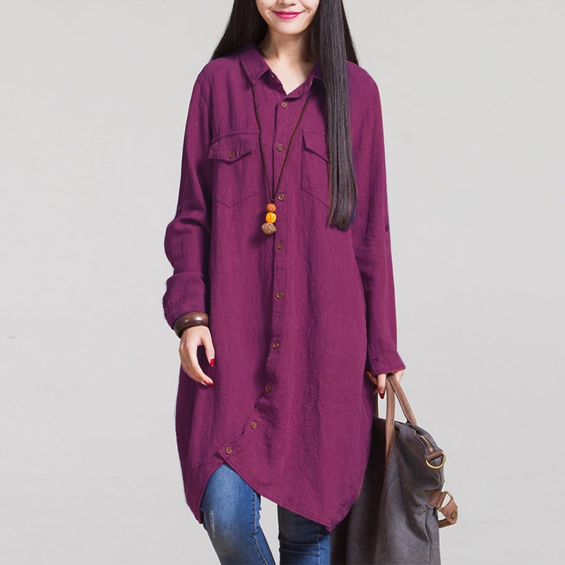 ZANZEA Fashion Women Blouses 2018 Autumn Long Sleeve Irregular Hem Cotton Shirts Casual Loose Blusas Tops Plus Size S-5XL aeProduct.getSubject()