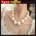 Women s Crystal Alloy Golden Rhinestone Big Imitation Pearl Beads Necklace Rhinestone Necklace Chain Jewelry for